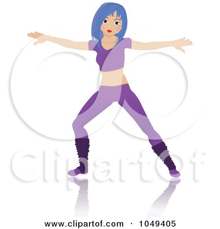 Royalty-Free (RF) Clip Art Illustration of an Aerobics Fitness Woman Wearing Purple And Doing Poses by elaineitalia