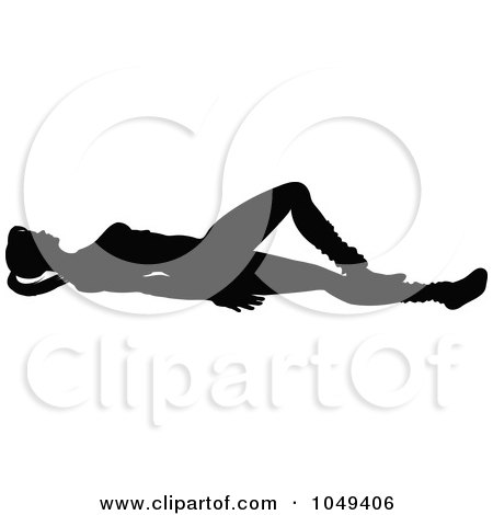 Royalty-Free (RF) Clip Art Illustration of a Silhouetted Fitness Woman In An Aerobics Pose - 1 by elaineitalia