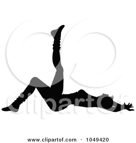 Royalty-Free (RF) Clip Art Illustration of a Silhouetted Fitness Woman In An Aerobics Pose - 4 by elaineitalia