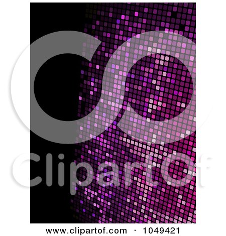 Royalty-Free (RF) Clip Art Illustration of a Glittery Purple Mosaic On A Black Background by elaineitalia