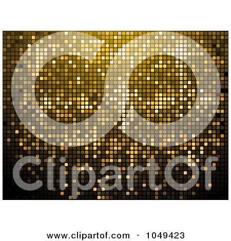 Royalty-Free (RF) Clip Art Illustration of a Glittery Gold Mosaic Background by elaineitalia