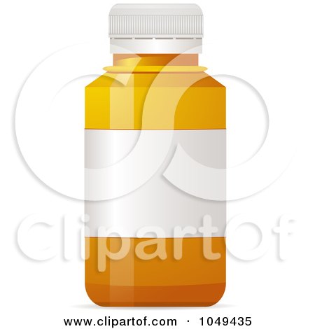Royalty-Free (RF) Clip Art Illustration of a 3d Empty Pill Bottle With A Blank Label by elaineitalia