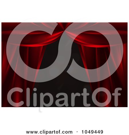 Royalty-Free (RF) Clip Art Illustration of Red Theater Curtains Framing Black With Lens Flares by elaineitalia