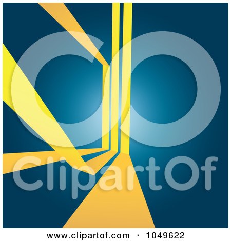 Royalty-Free (RF) Clip Art Illustration of a Blue Background With Abstract Yellow Lines by Arena Creative
