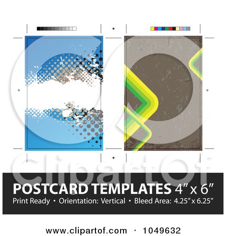 Royalty-Free (RF) Clip Art Illustration of a Grunge Stripes Postcard Template Set With Copy Space by Arena Creative