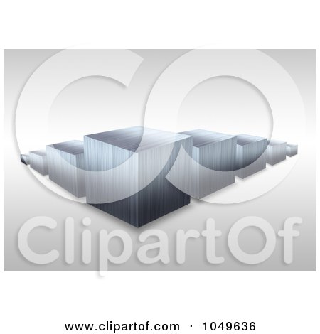 Royalty-Free (RF) Clip Art Illustration of a 3d Silver Bar Graph by Arena Creative