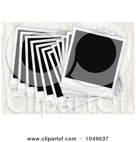Royalty-Free (RF) Clip Art Illustration of a Pile Of Instant Film Photos Arranged In A Row by Arena Creative