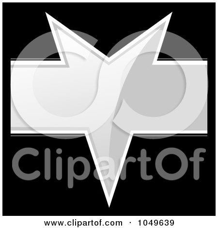 Royalty-Free (RF) Clip Art Illustration of a Silver V Shaped Product Label Over Black by Arena Creative
