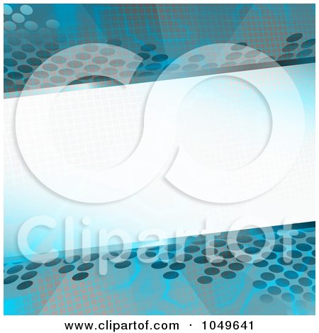 Royalty-Free (RF) Clip Art Illustration of a Blue Graphic Template With Halftone And Copyspace by Arena Creative