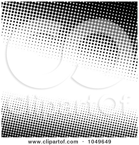 Royalty-Free (RF) Clip Art Illustration of a Black And White Halftone Background With Copy Space by Arena Creative