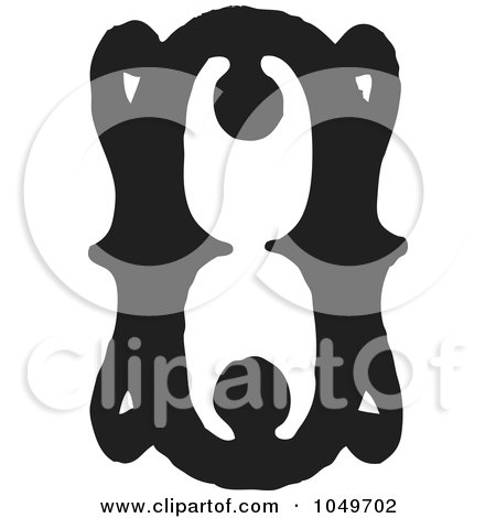 Royalty-Free (RF) Clip Art Illustration of a Black And White Vintage Digit Number 0 by BestVector
