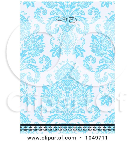 Royalty-Free (RF) Clip Art Illustration of a Blue Floral Pattern Invitation Design Background - 5 by BestVector