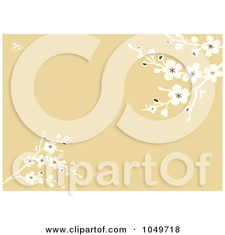 Royalty-Free (RF) Clip Art Illustration of a Spring Blossom Branches Over A Tan Background by BestVector