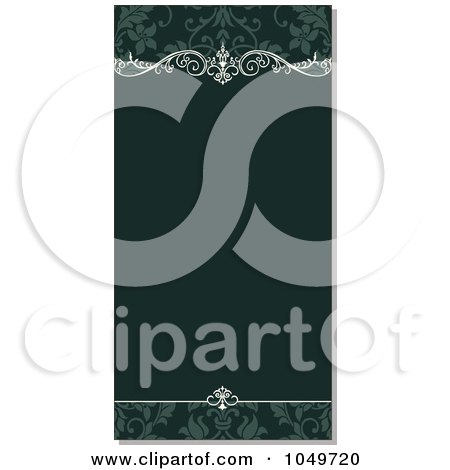 Royalty-Free (RF) Clip Art Illustration of a Vertical Green Floral Invitation Background With Shading by BestVector