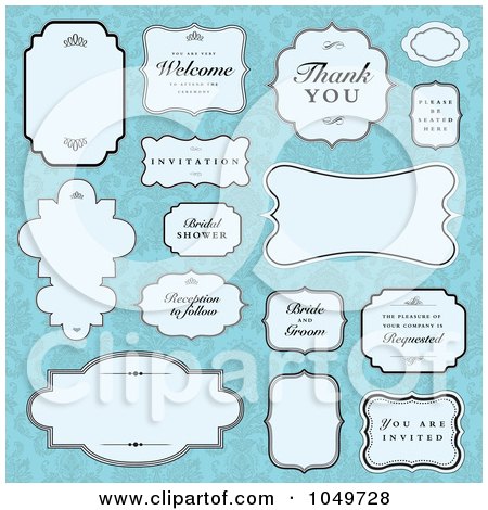 Royalty-Free (RF) Clip Art Illustration of a Digital Collage Of Blue Wedding Labels by BestVector