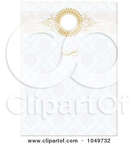 Royalty-Free (RF) Clip Art Illustration of a Golden Header On A Floral Pattern Invitation Background - 2 by BestVector