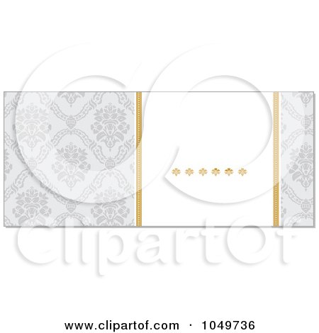 Royalty-Free (RF) Clip Art Illustration of a Horizontal Gray And Gold Damask Floral Invitation Background - 1 by BestVector