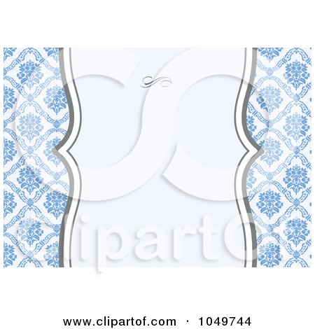 Royalty-Free (RF) Clip Art Illustration of a Blue Floral Pattern Invitation Design Background - 3 by BestVector