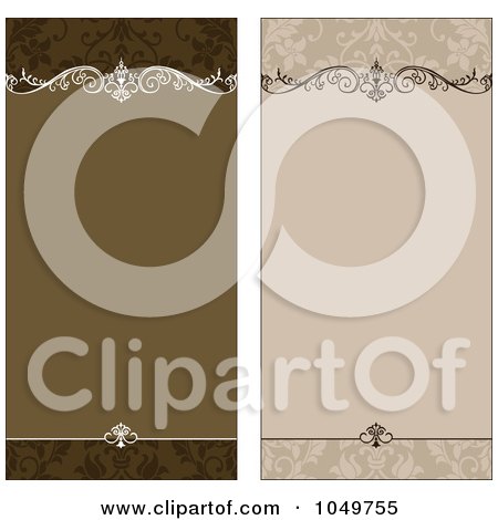 Royalty-Free (RF) Clip Art Illustration of a Digital Collage Of Tan And Brown Ornamental Invitation Backgrounds by BestVector