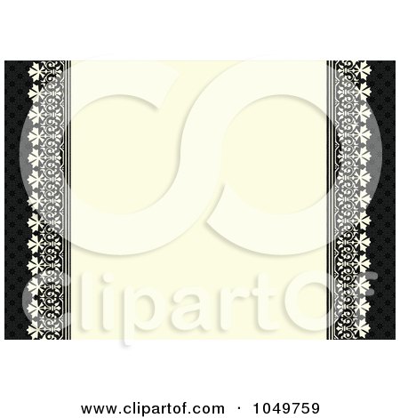Royalty-Free (RF) Clip Art Illustration of a Black And Beige Ornate Invitation Background by BestVector