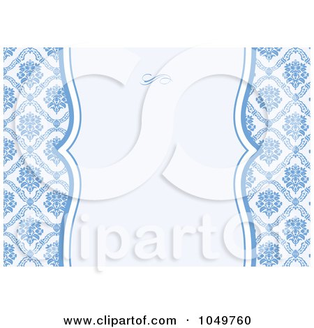 Royalty-Free (RF) Clip Art Illustration of a Blue Floral Pattern Invitation Design Background - 4 by BestVector