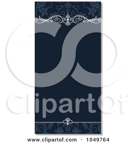 Royalty-Free (RF) Clip Art Illustration of a Vertical Blue Floral Invitation Background With Shading by BestVector