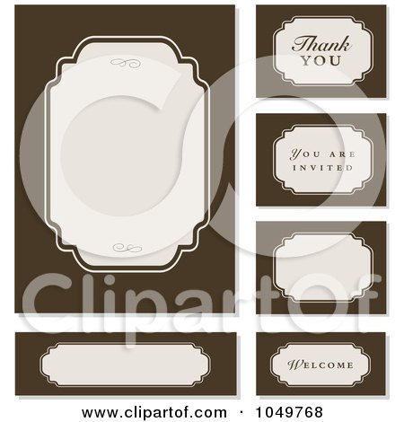 Royalty-Free (RF) Clip Art Illustration of a Digital Collage Of Brown And Cream Wedding Labels by BestVector