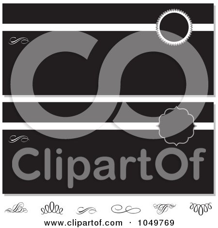 Royalty-Free (RF) Clip Art Illustration of a Digital Collage Of Black And White Frames And Design Elements by BestVector