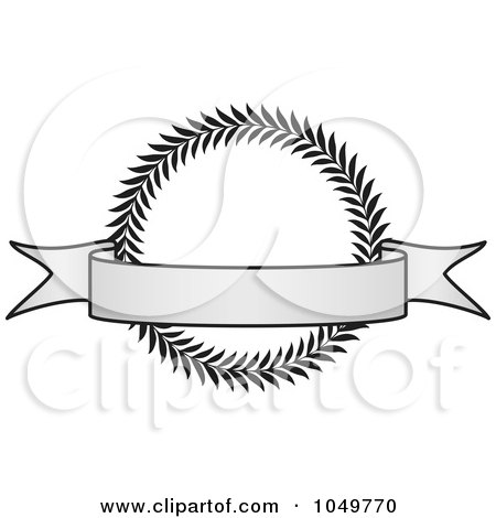 Royalty-Free (RF) Clip Art Illustration of a Vintage Grayscale Award Crest And Blank Banner - 3 by BestVector