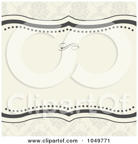 Royalty-Free (RF) Clip Art Illustration of a Beige And Gray Floral Pattern Invitation Background by BestVector