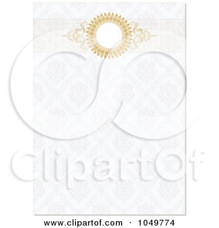 Royalty-Free (RF) Clip Art Illustration of a Golden Header On A Floral Pattern Invitation Background - 1 by BestVector