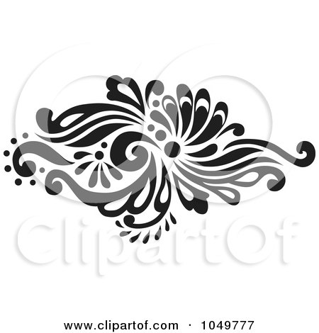Royalty-Free (RF) Clip Art Illustration of a Black Vintage Elegant Damask Design Element - 4 by BestVector