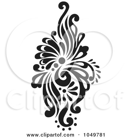 Royalty-Free (RF) Clip Art Illustration of a Black Vintage Elegant Damask Design Element - 7 by BestVector