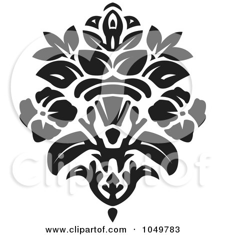 Royalty-Free (RF) Clip Art Illustration of a Black Vintage Elegant Damask Design Element - 5 by BestVector