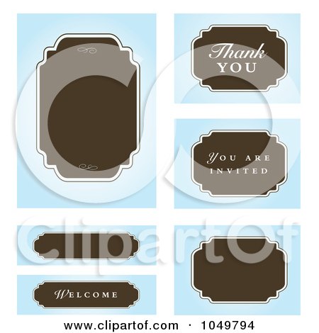 Royalty-Free (RF) Clip Art Illustration of a Digital Collage Of Brown And Blue Wedding Labels by BestVector