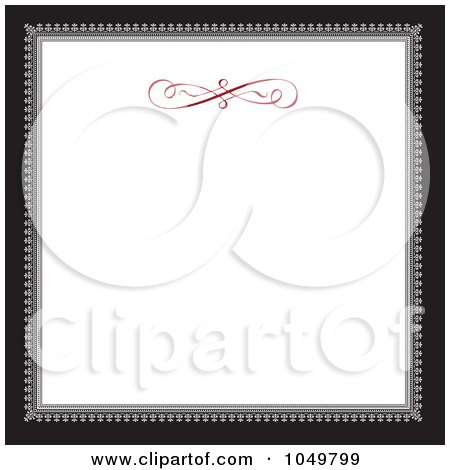 Royalty-Free (RF) Clip Art Illustration of a Black And Gray Square Frame With A Red Swirl Design Around White Copyspace - 4 by BestVector