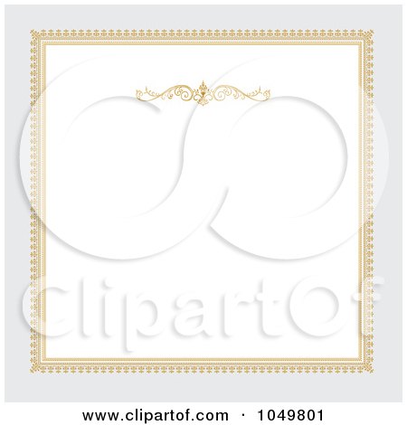 Royalty-Free (RF) Clip Art Illustration of a Golden Frame And Gray Around White Copyspace by BestVector