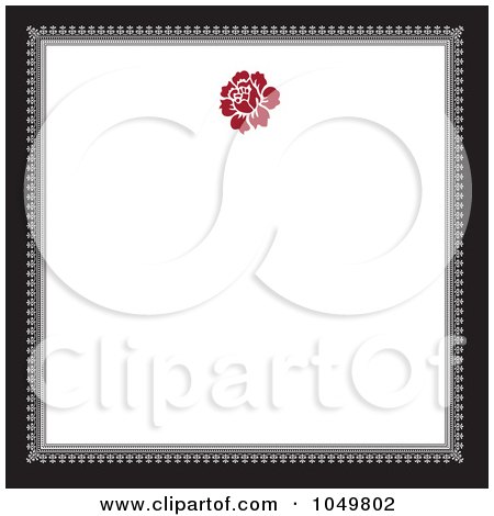 Royalty-Free (RF) Clip Art Illustration of a Black And Gray Square Frame With A Red Floral Design Around White Copyspace - 1 by BestVector