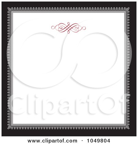 Royalty-Free (RF) Clip Art Illustration of a Black And Gray Square Frame With A Red Swirl Design Around White Copyspace - 2 by BestVector