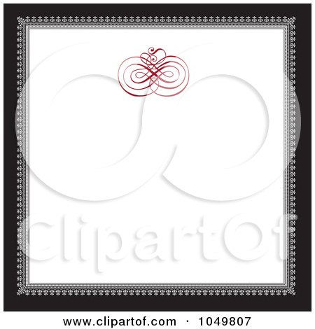 Royalty-Free (RF) Clip Art Illustration of a Black And Gray Square Frame With A Red Swirl Design Around White Copyspace - 3 by BestVector