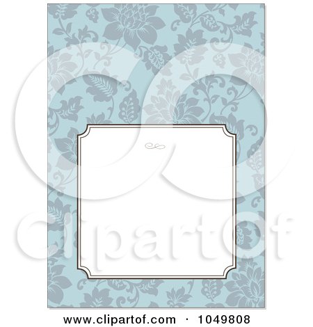 Royalty-Free (RF) Clip Art Illustration of a Blue Floral Pattern Invitation Design Background - 7 by BestVector