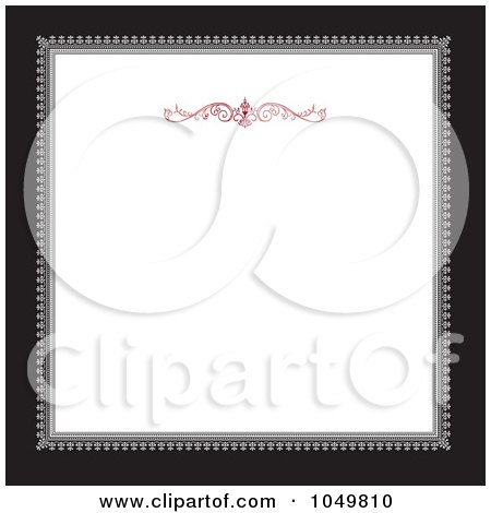 Royalty-Free (RF) Clip Art Illustration of a Black And Gray Square Frame With A Red Swirl Design Around White Copyspace - 5 by BestVector