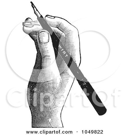 Royalty-Free (RF) Clip Art Illustration of a Black And White Retro Drawing Hand - 3 by BestVector