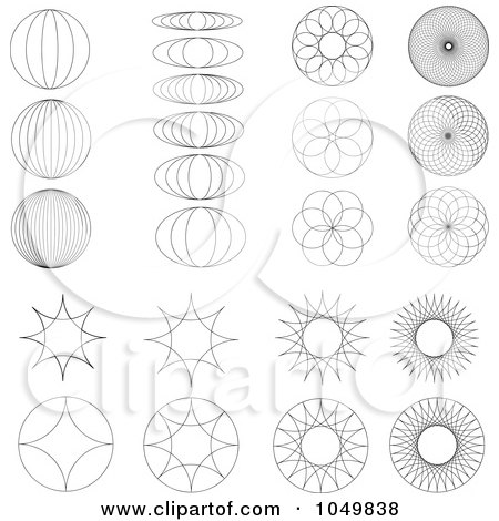 Royalty-Free (RF) Clip Art Illustration of a Digital Collage Of Black And White Circles And Bursts by BestVector