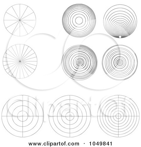 Royalty-Free (RF) Clip Art Illustration of a Digital Collage Of Black And White Circles And Bullseyes by BestVector
