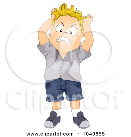 Royalty-Free (RF) Clip Art Illustration of a Frustrated Boy Pulling His Hair by BNP Design Studio