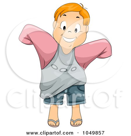 Royalty-Free (RF) Clip Art Illustration of a Happy Boy Wearing A Large Second Hand Sweater by BNP Design Studio