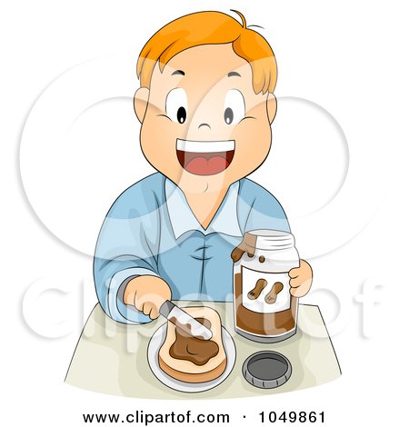 Royalty-Free (RF) Clip Art Illustration of a Boy Spreading Peanut Butter On Bread by BNP Design Studio