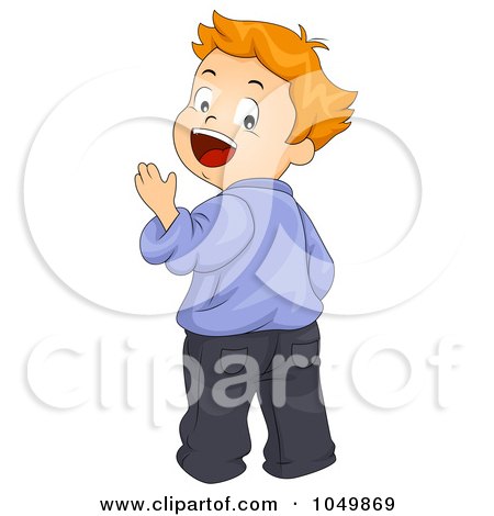 Royalty-Free (RF) Clip Art Illustration of a Boy Looking Back And Calling by BNP Design Studio