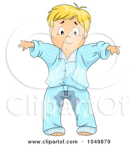 Royalty-Free (RF) Clip Art Illustration of an Upset Boy Wetting His Pajamas by BNP Design Studio
